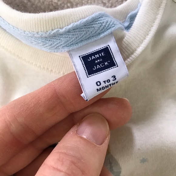 Janie and Jack Penguin Bodysuit Shirt Size 0-3 Months Cream Gray - Picture 4 of 5